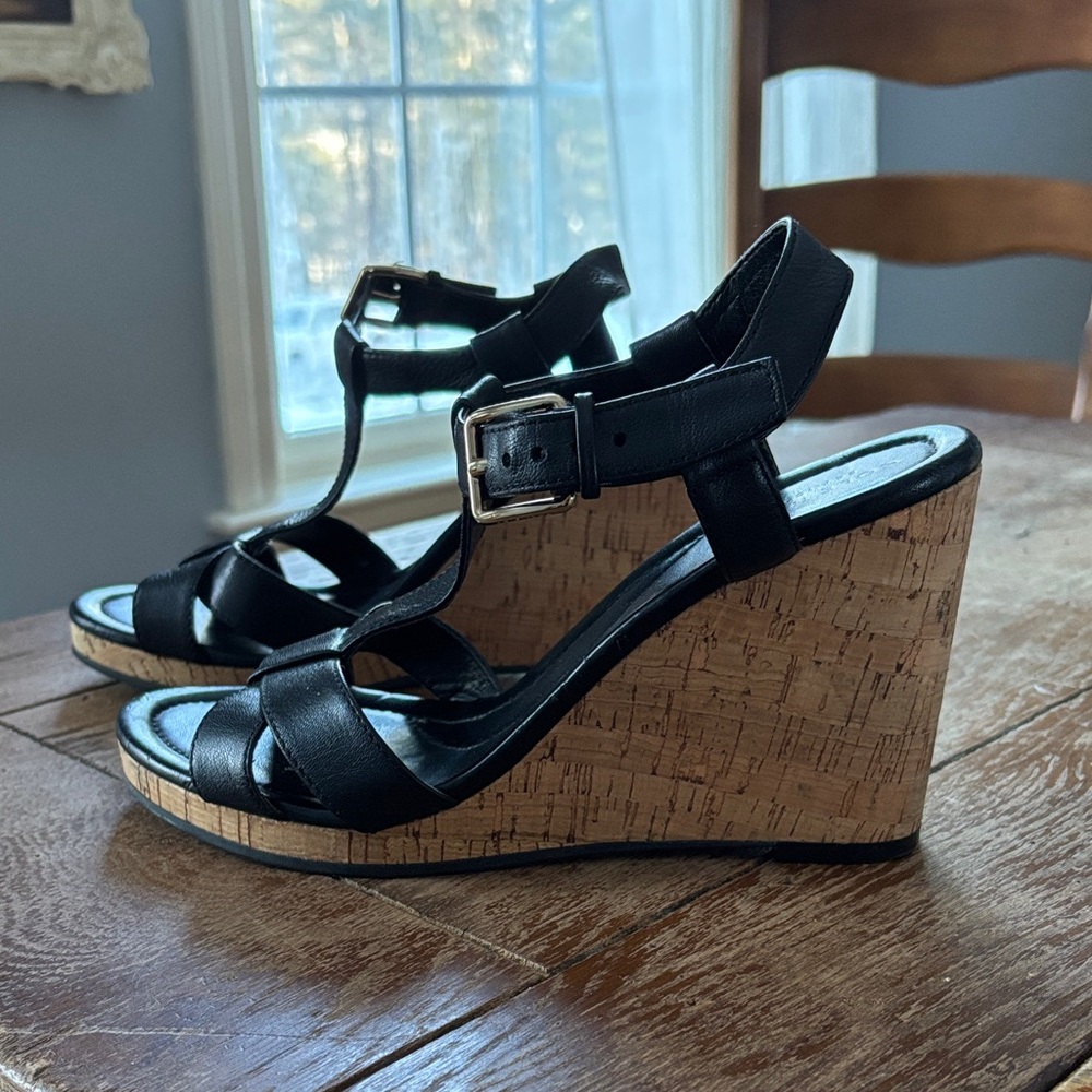 Cole Haan Black Wedge Sandals